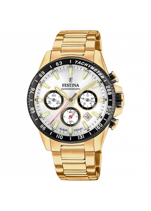 FESTINA - F20634/1 férfi óra fehér számlappal acél csattal (PVD)