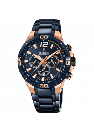 FESTINA - F20524/1 férfi óra kék számlappal acél csattal (PVD)