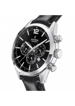 FESTINA - F20542/5 férfi óra fekete számlappal fekete bőrszíjjal