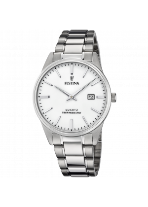 FESTINA - F20511/2 férfi óra ezüst számlappal acél csattal