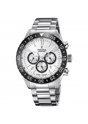 FESTINA - F20575/1 férfi óra fehér számlappal acél csattal