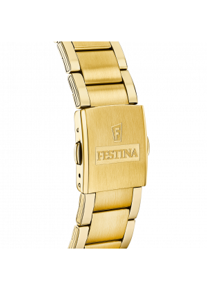 FESTINA - F20633/1 férfi óra fehér / arany számlappal acél csattal (PVD)