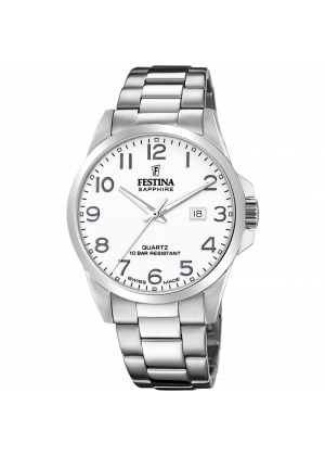 FESTINA SWISS F20024/1 férfi óra ezüst számlappal acél csattal