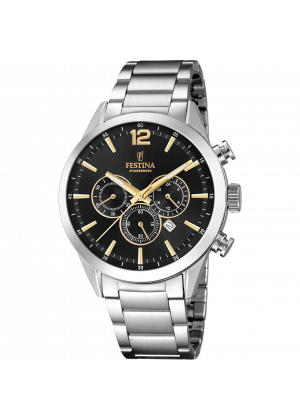 FESTINA - F20343/4 férfi óra fekete számlappal acél csattal