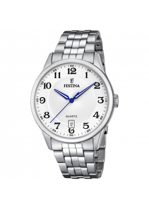 FESTINA - F20425/1 férfi óra fehér számlappal acél csattal