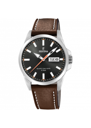 FESTINA - F20358/2 férfi óra fekete számlappal barna bőrszíjjal - Classic