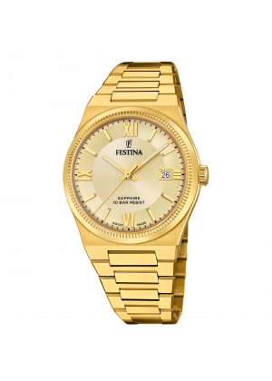 FESTINA SWISS F20038/2 férfi óra arany számlappal acél csattal (PVD)