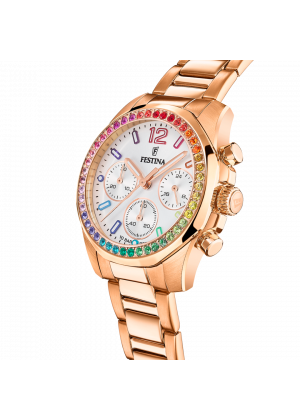 FESTINA - F20639/2 női óra ezüst (rainbow) számlappal, cirkónia kövekkel acél csattal (PVD) - Boyfriend