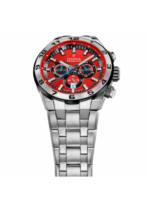 FESTINA - F20670/5 férfi óra piros számlappal acél csattal