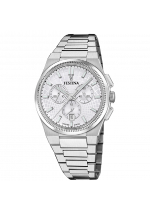 FESTINA SWISS F20059/1 férfi óra ezüst számlappal acél csattal