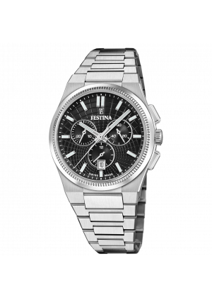 FESTINA SWISS F20059/4 férfi óra fekete számlappal acél csattal