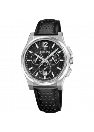 FESTINA SWISS F20060/4 férfi óra fekete számlappal fekete bőrszíjjal